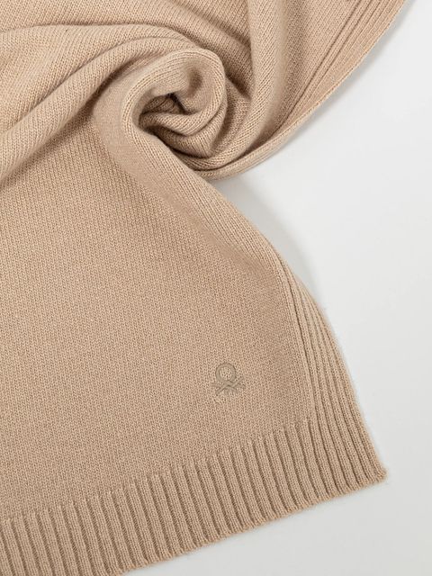 United Colors of Benetton szalik z dodatkiem wełny damski kolor beżowy gładki 122HDU01O - zdjęcie produktu nr 2