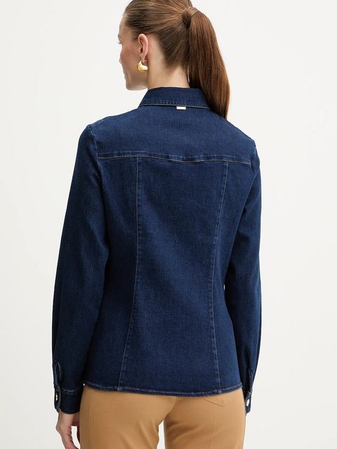 Fracomina koszula jeansowa damska kolor niebieski regular z kołnierzykiem klasycznym FS25WT6004W78201