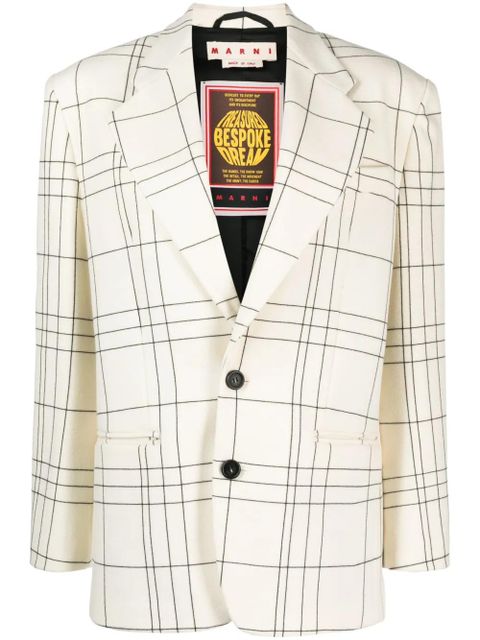 Marni checked single-breasted blazer - White - zdjęcie produktu nr 1