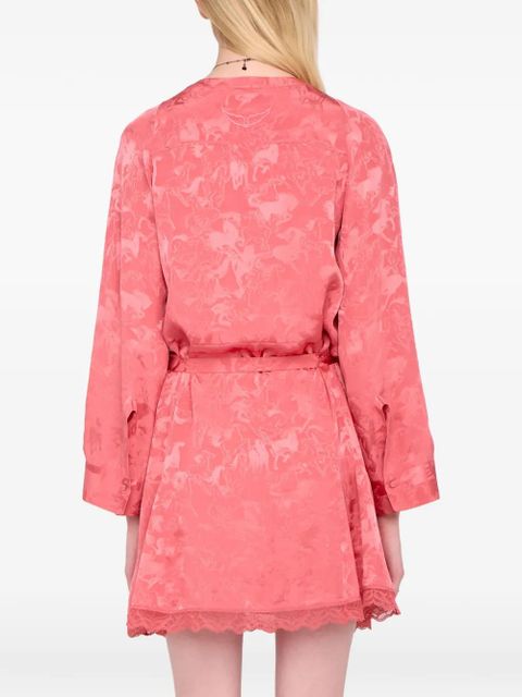 Zadig&Voltaire Ramasco lace-detail horse-pattern mini dress - Pink