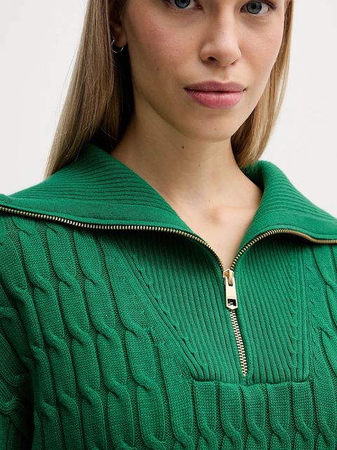 Tommy Hilfiger sweter bawełniany damski kolor zielony z golfem WW0WW47643