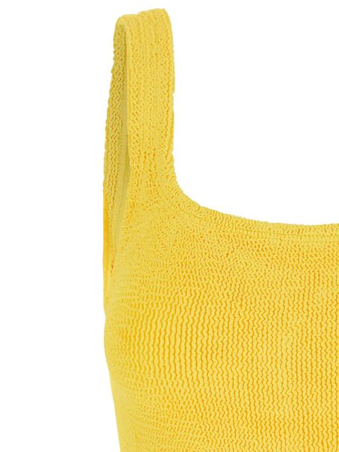 Hunza G square-neck crinkle swimsuit - Yellow