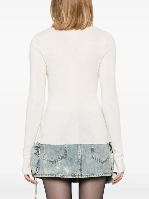 GANNI merino wool polo top - Neutrals