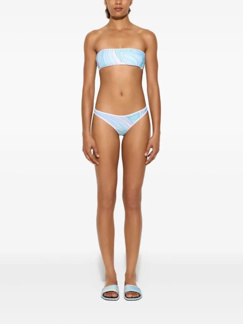 PUCCI marmo-print bandeau bikini top - Blue
