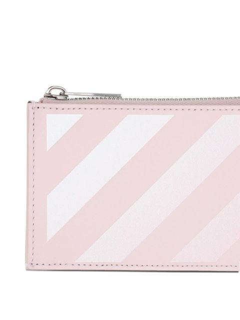 Off-White striped-print zip wallet - Pink