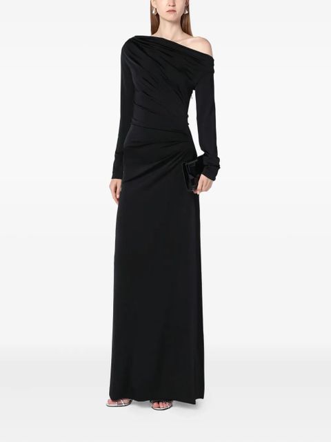 Victoria Beckham long-sleeve draped maxi dress - Black - zdjęcie produktu nr 1