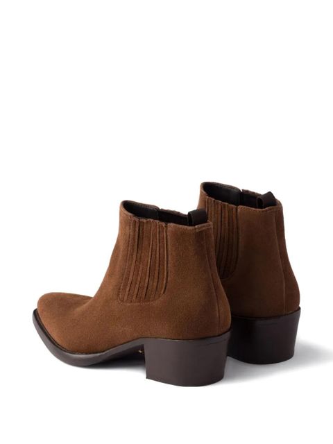 Prada elastic-gusset pointed-toe boots - Brown