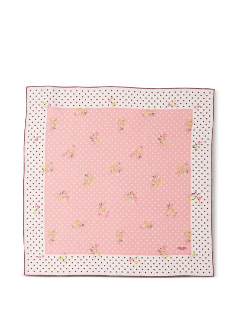 Prada printed silk twill scarf 55 - Pink - zdjęcie produktu nr 1