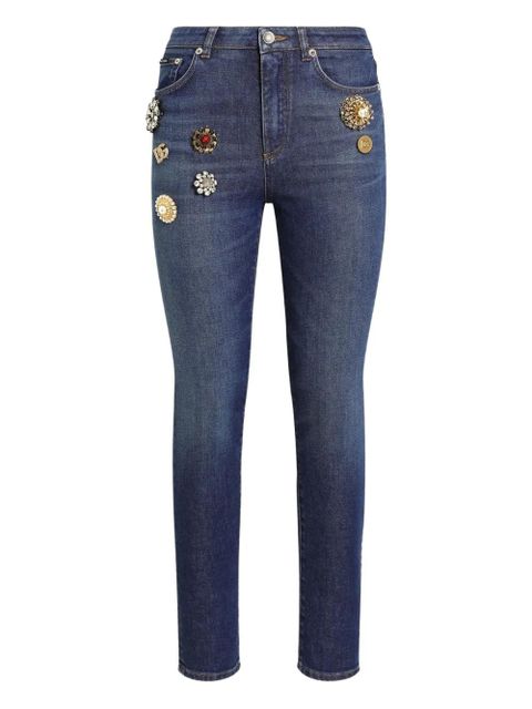 Dolce & Gabbana bejeweled high-rise jeans - Blue - zdjęcie produktu nr 1