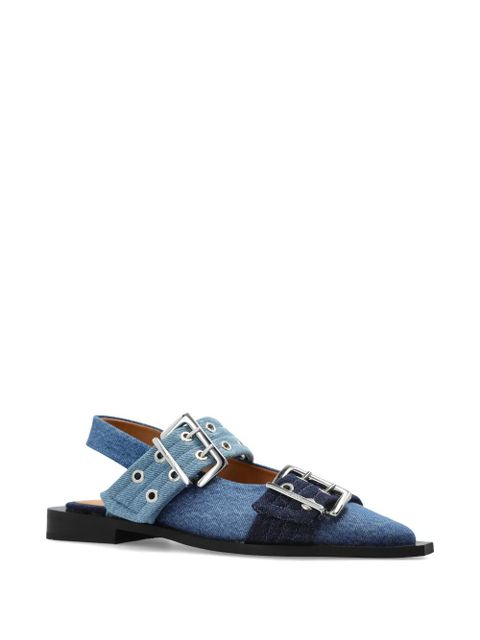 GANNI buckled denim ballet flats - Blue - zdjęcie produktu nr 2