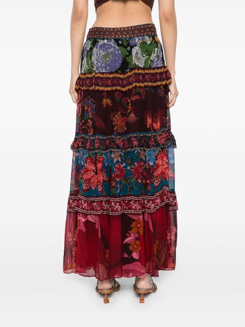 FARM Rio floral-print ruffle skirt - Neutrals