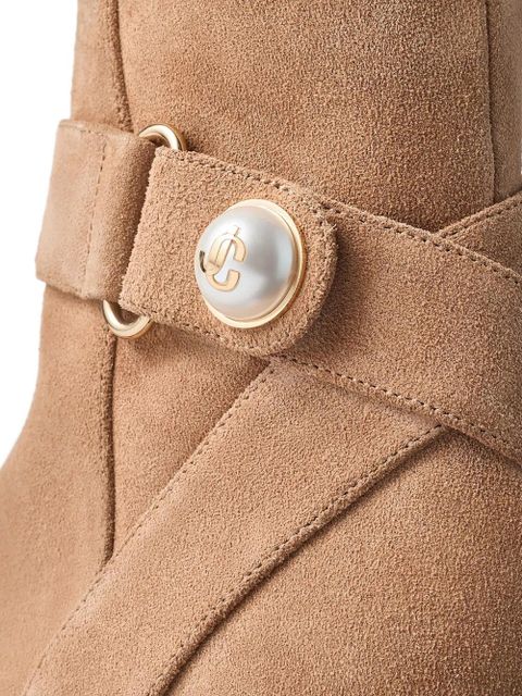 Jimmy Choo 50mm Noor embellished buckle boots - Neutrals