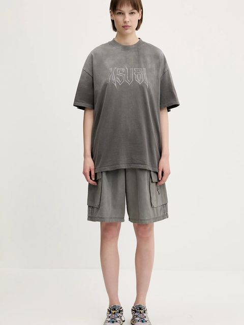 adidas Originals szorty jeansowe Cargo Jorts damskie kolor szary gładkie high waist JD0139