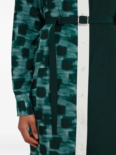 Ferragamo colour-blocked belted shirt dress - Green