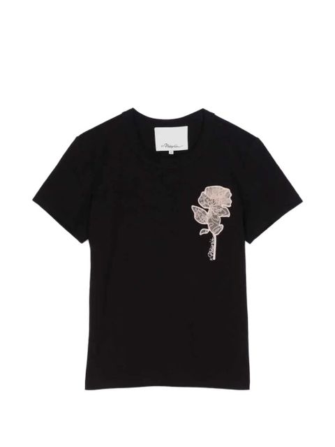 3.1 Phillip Lim floral-embroidery T-shirt - Black - zdjęcie produktu nr 1
