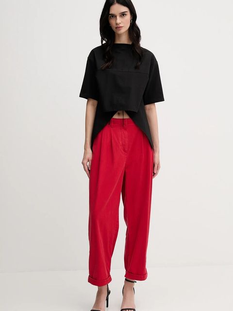 Tommy Hilfiger spodnie damskie kolor czerwony szerokie high waist WW0WW45589 - zdjęcie produktu nr 2