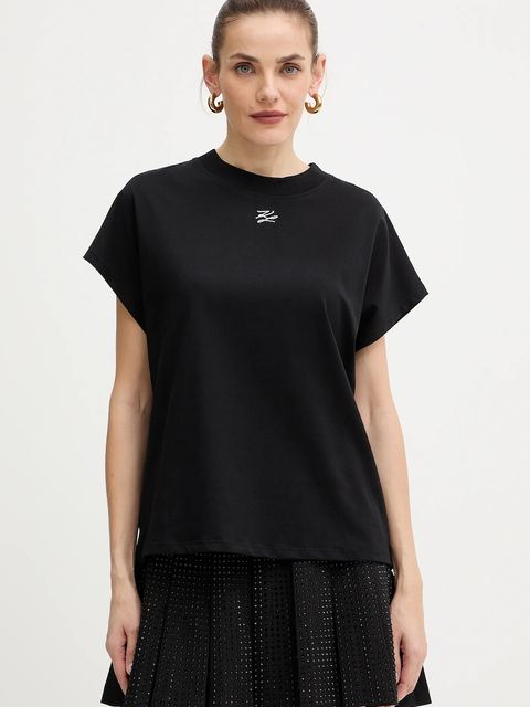 Karl Lagerfeld t-shirt bawełniany damski kolor czarny A4W17039 - zdjęcie produktu nr 1