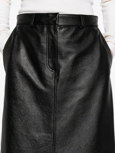 TOTEME grained-leather straight maxi skirt - Black