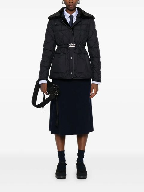 Moncler quilted belted jacket - Blue