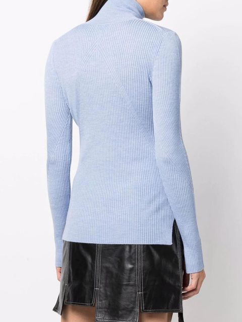 GANNI ribbed-knit long-sleeve jumper - Blue - zdjęcie produktu nr 2