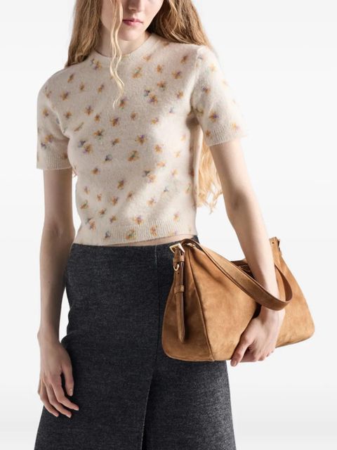 Prada floral-pattern wool T-shirt - Neutrals