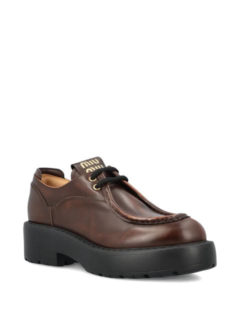 Miu Miu Sienna leather platform derby shoes - Brown - zdjęcie produktu nr 2