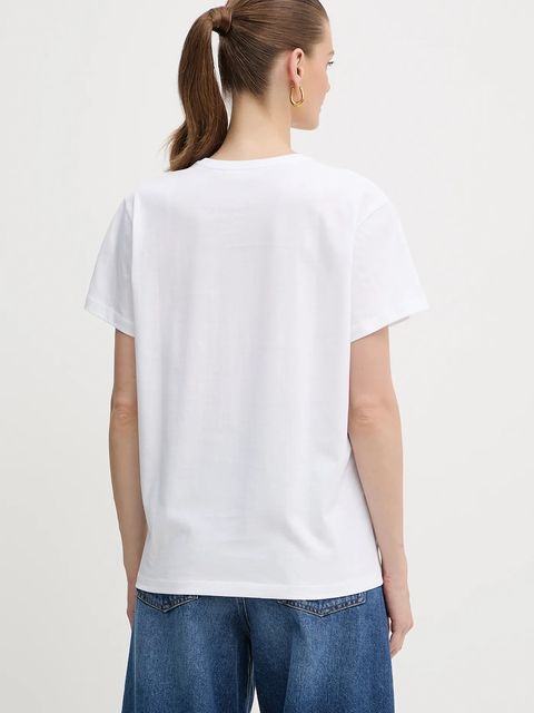 Twinset t-shirt bawełniany damski kolor biały 252TP2050