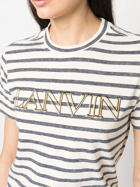 Lanvin logo-print striped T-shirt - Neutrals