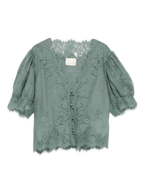 DÔEN Idella lace-trimmed blouse - Blue - zdjęcie produktu nr 1