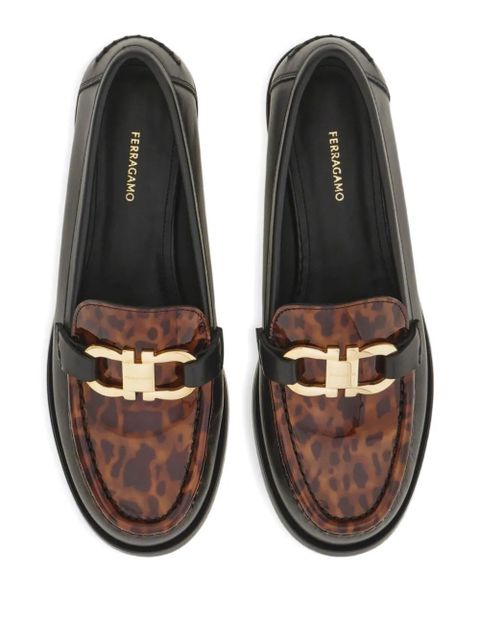Ferragamo tortoiseshell Gancio loafers - Black