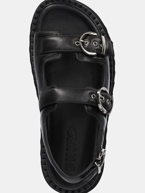 Pinko sandały skórzane Kate damskie kolor czarny na platformie SD0293 P003 Z99