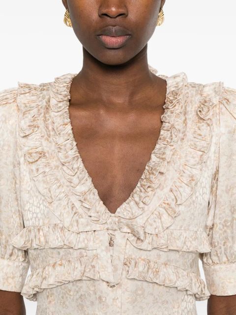 Alessandra Rich ruffled floral dress - Neutrals