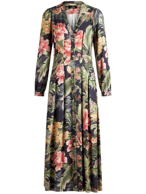 ETRO floral-printed twill shirt dress - Blue - zdjęcie produktu nr 1