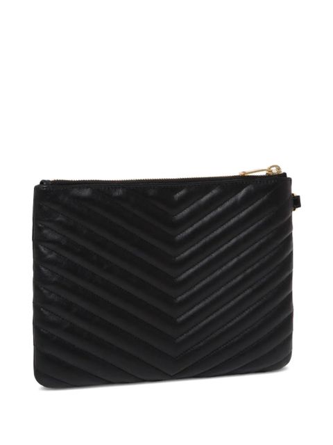 Saint Laurent small Cassandre matelassé leather clutch bag - Black - zdjęcie produktu nr 2
