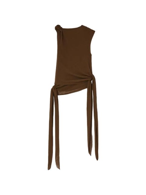GANNI knot-detail asymmetric tank top - Brown - zdjęcie produktu nr 1