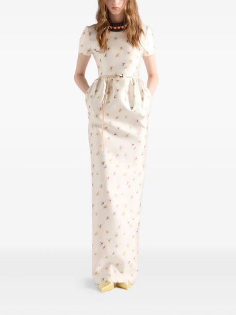 Prada floral print silk dress - Neutrals - zdjęcie produktu nr 2