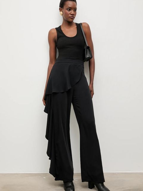 Answear.LAB spodnie damskie kolor czarny szerokie high waist