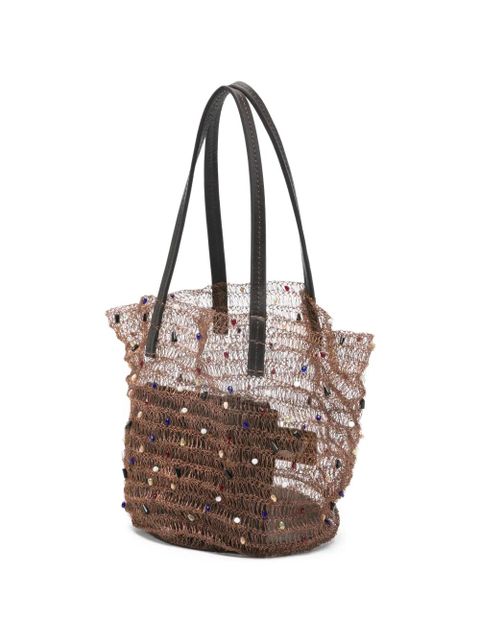 STAUD Jewel beaded tote bag - Brown - zdjęcie produktu nr 2