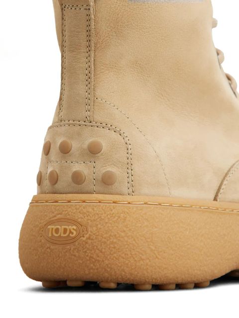 Tod's lace-up leather combat boots - Neutrals