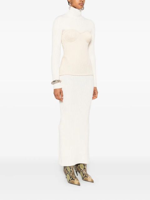 Jean Paul Gaultier ribbed-knit corset dress - Neutrals