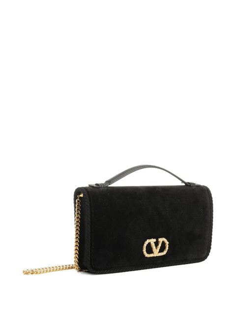 Valentino Garavani VLogo Signature velvet chain wallet - Black