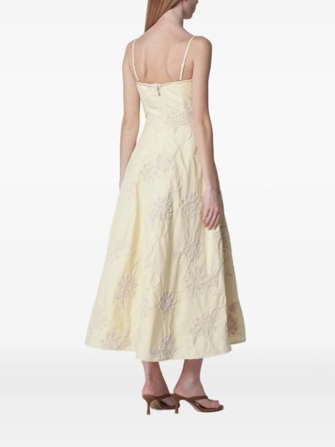 ROTATE BIRGER CHRISTENSEN floral-embroidered midi dress - Yellow