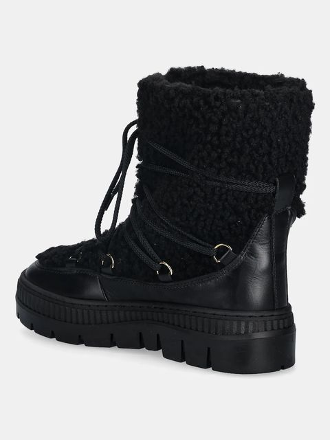 Pollini śniegowce skórzane kolor czarny SA24235H0NTX100A