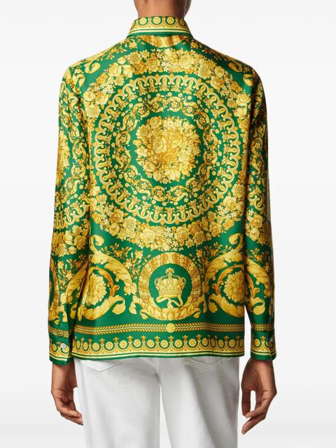 Versace barocco-print silk shirt - Green