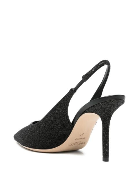 Jimmy Choo Love pointed glitter slingback pumps - Black
