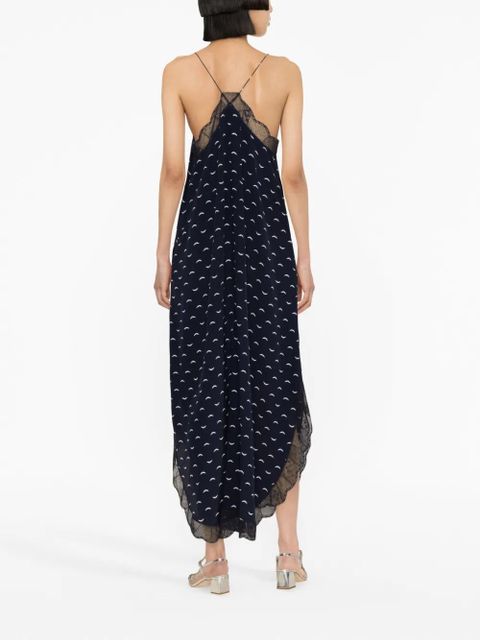 Zadig&Voltaire lace-trim silk midi dress - Blue