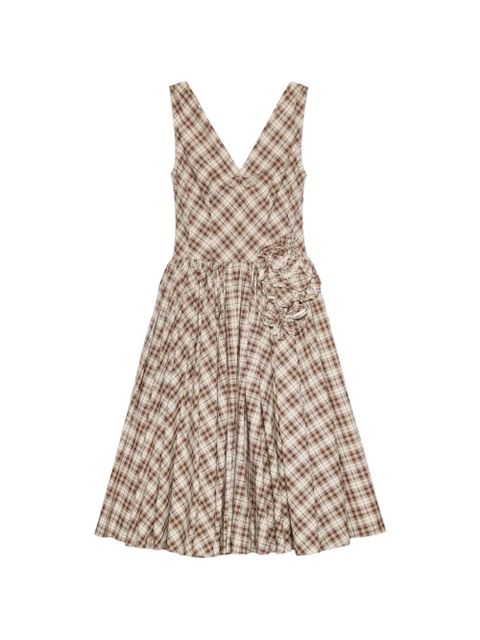 Prada embroidered checked poplin dress - Neutrals - zdjęcie produktu nr 1