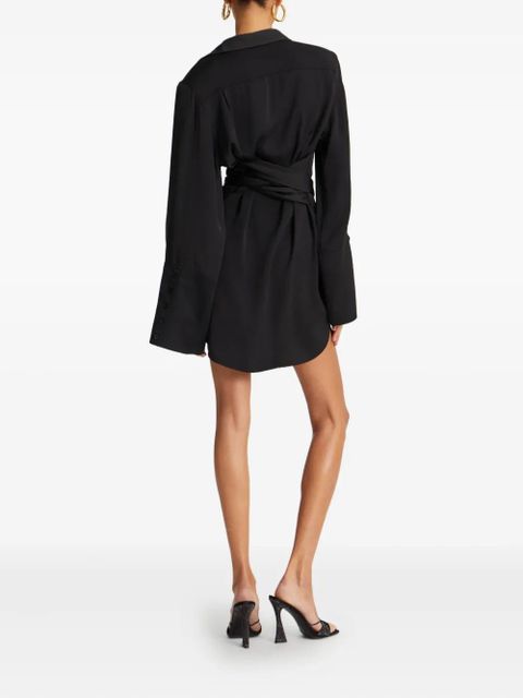ROTATE BIRGER CHRISTENSEN tie-waist mini shirt dress - Black - zdjęcie produktu nr 2