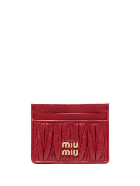 Miu Miu logo-plaque matelassé cardholder - Red - zdjęcie produktu nr 1