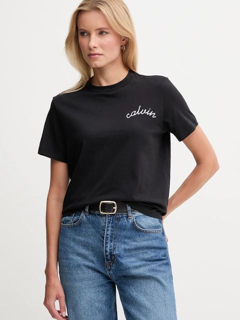 Calvin Klein Jeans t-shirt bawełniany damski kolor czarny LV047D882G - zdjęcie produktu nr 1